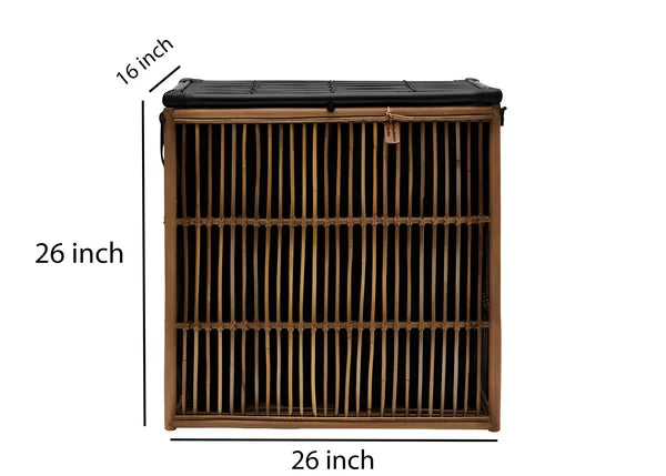 Bhuv Handwoven Rattan & Bamboo Laundry Basket