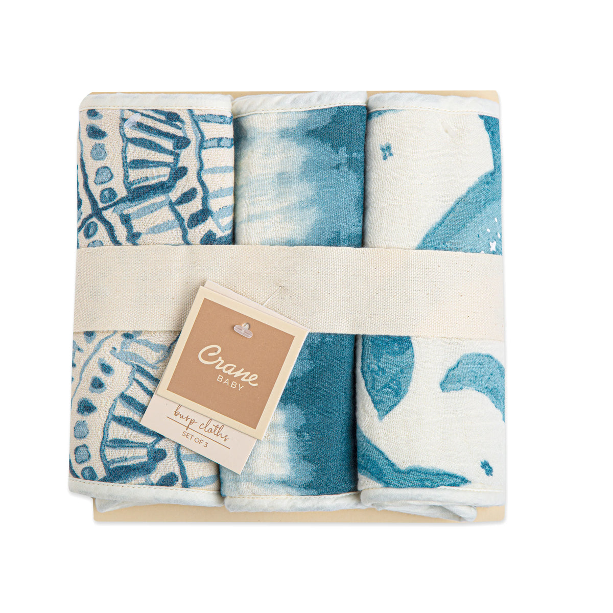 Crane Baby Burp Cloth Set - Caspian Collection