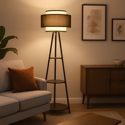 Chidi Handcrafted Mango Wood Floor Lamp