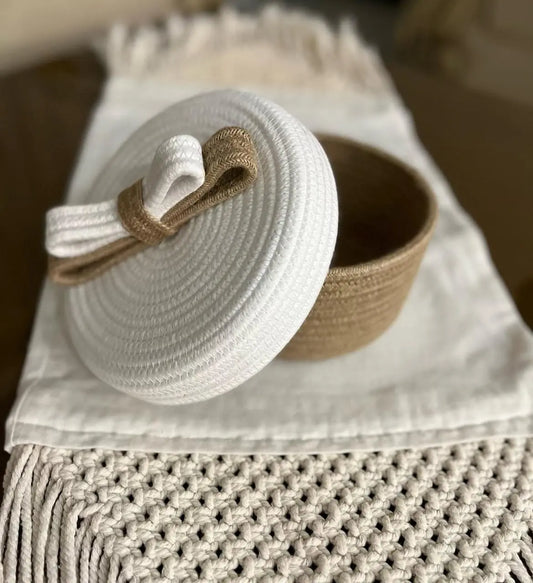 Cotton Rope Storage Basket with Decorative Lid