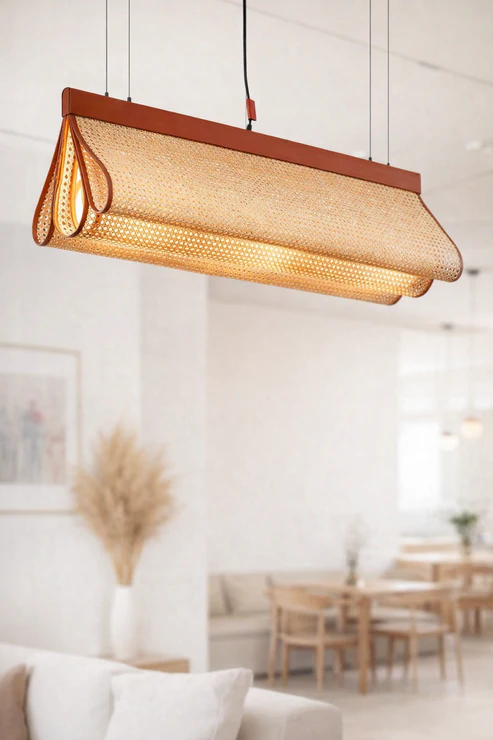 Devin Handcrafted Cane Linear Chandelier