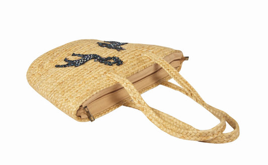 Eco-Chic Jute Handbag with Vibrant Beadwork