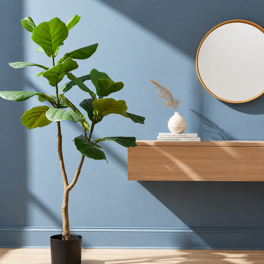 Fiddle Leaf Fig Faux Plant – 47 Inches Realistic Indoor Tree