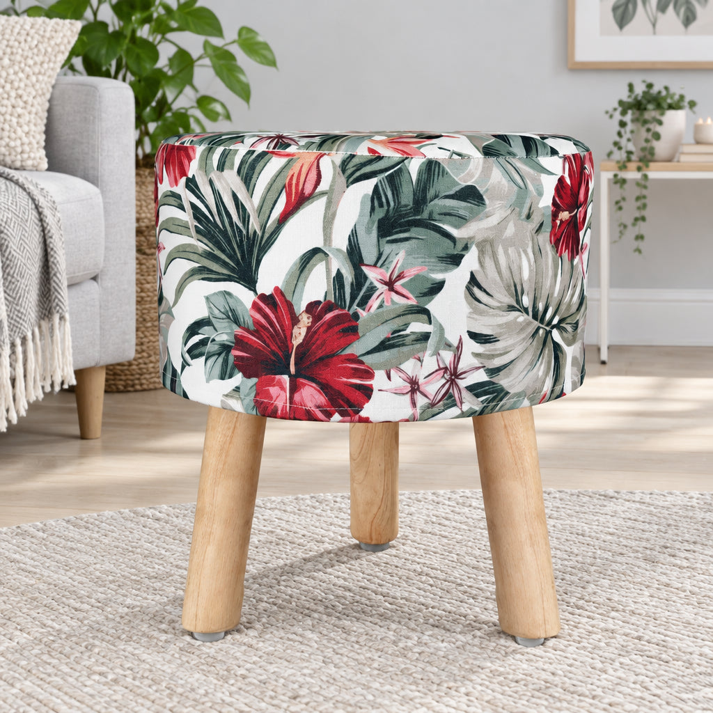 Floral Printed Ottoman Pouffe Stool
