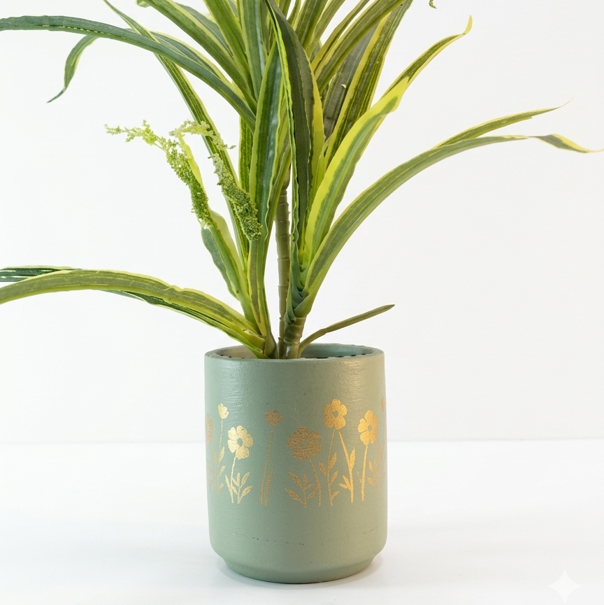 Flora Sage Green Terracotta Planter