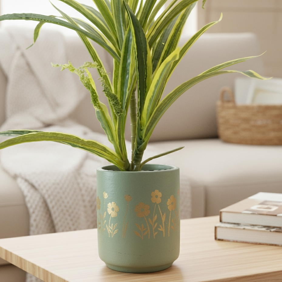 Flora Sage Green Terracotta Planter