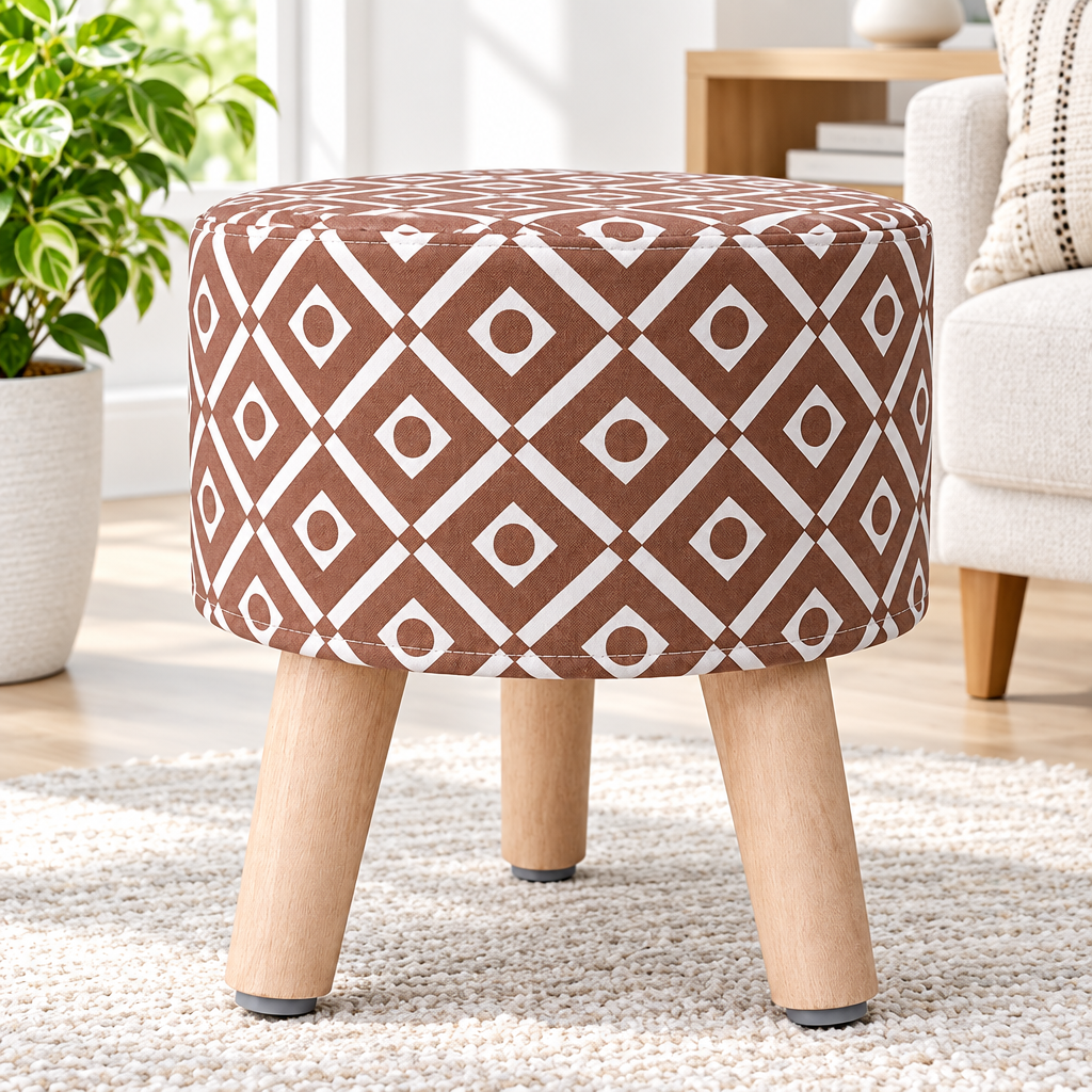 Geometric Printed Ottoman Stool Pouffe