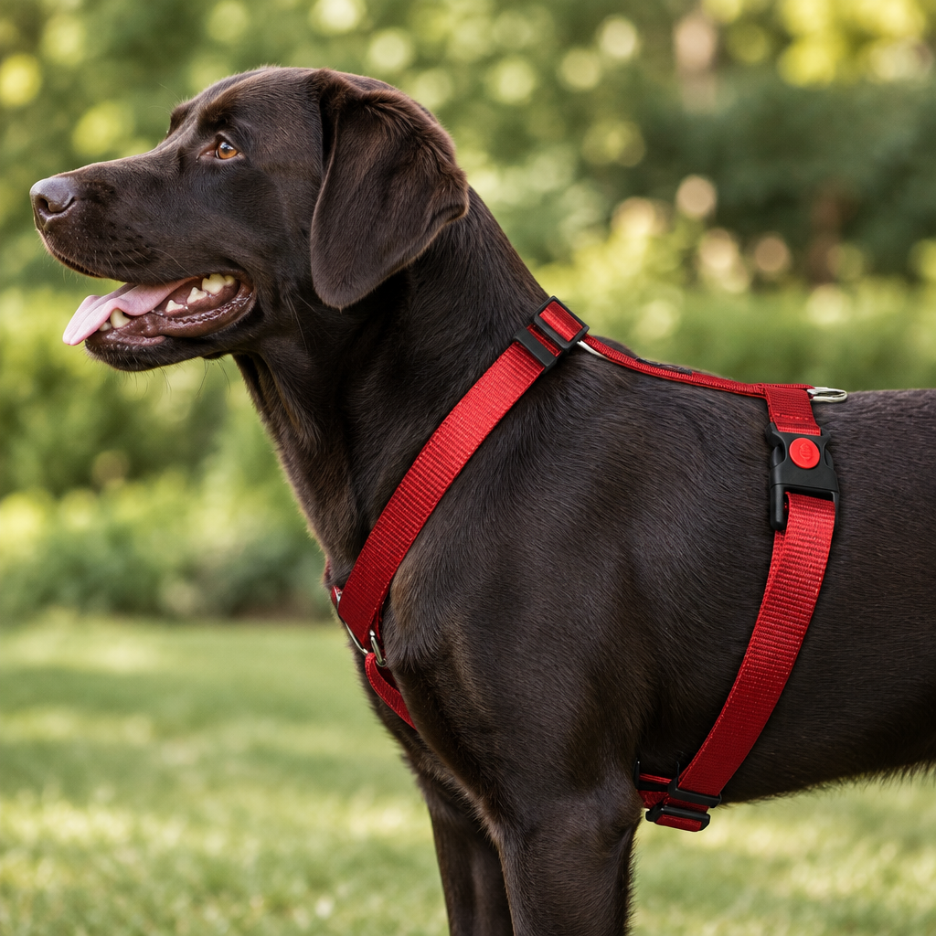 Premium Adjustable H-Harness for Dogs Red