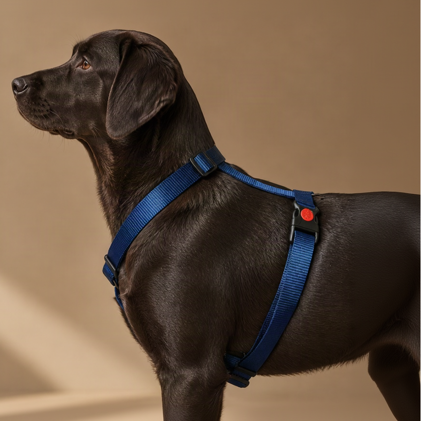 Premium Adjustable H-Harness for Dogs Blue
