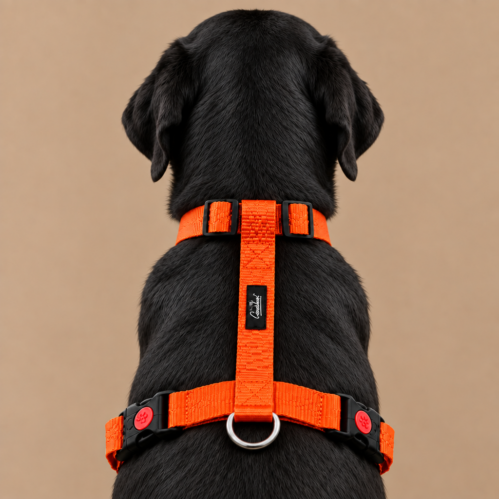 Premium Adjustable H-Harness for Dogs Orange