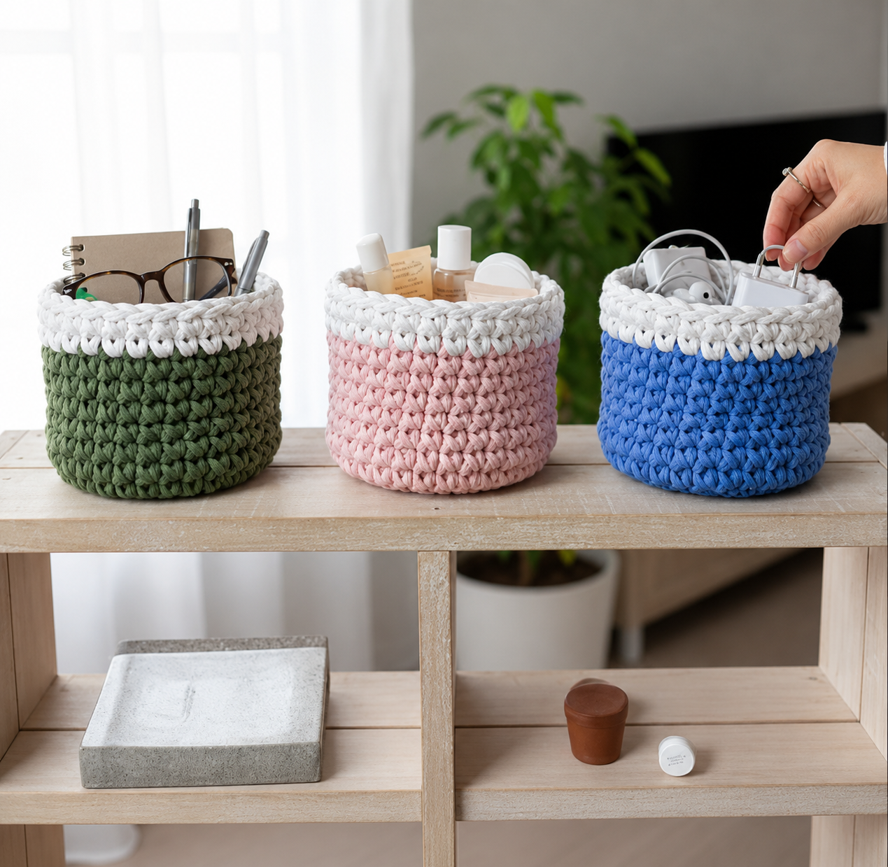 Hand-Knitted Cotton Pen Stand