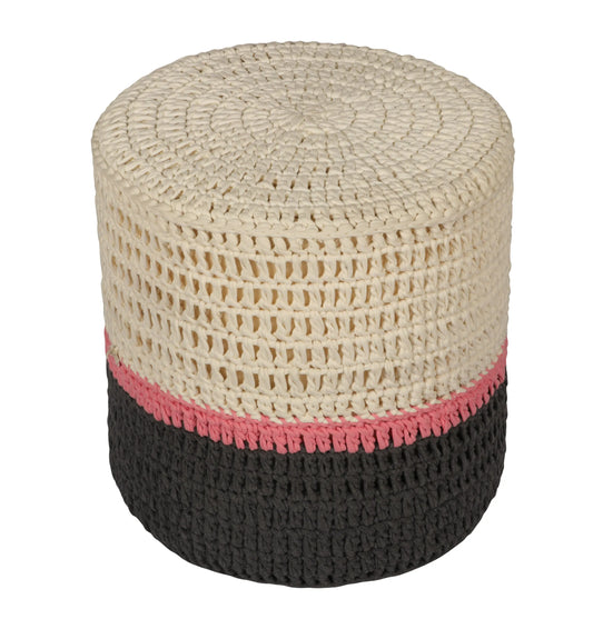 Handcrafted Multicolor Jute Ottoman Pouffe