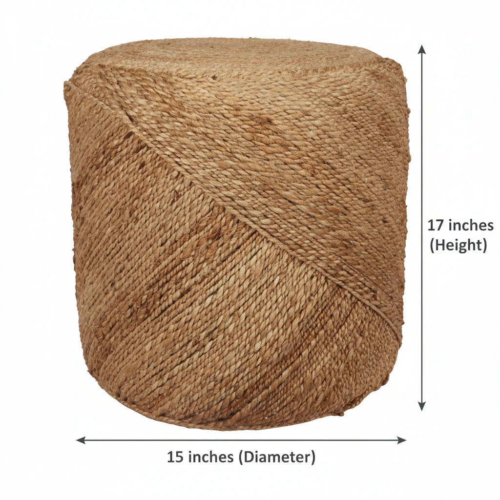 Handcrafted Jute Ottoman Pouffe