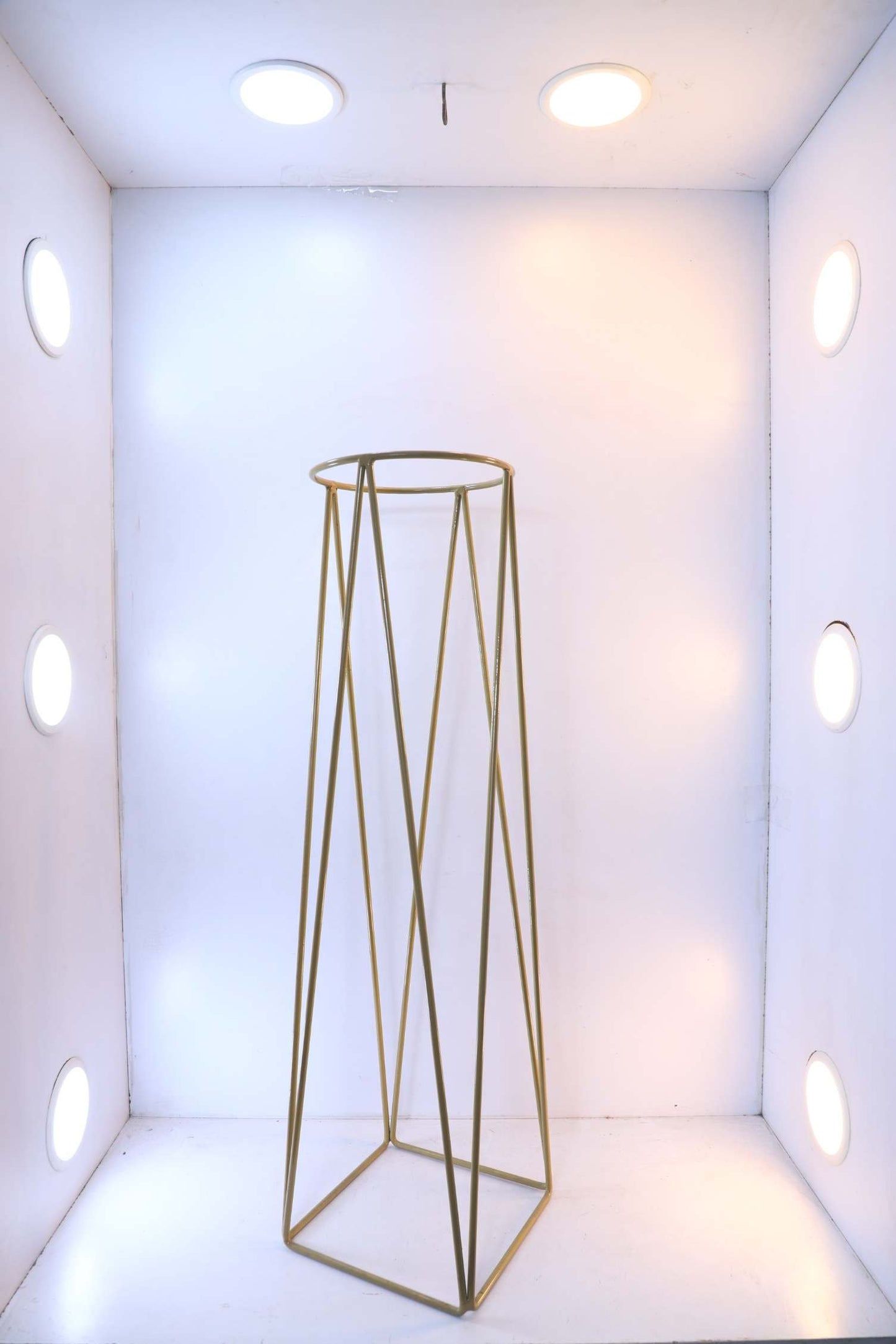 Metal Plant Stands with Cylindrical Pots – Set of 2 Modern Planters