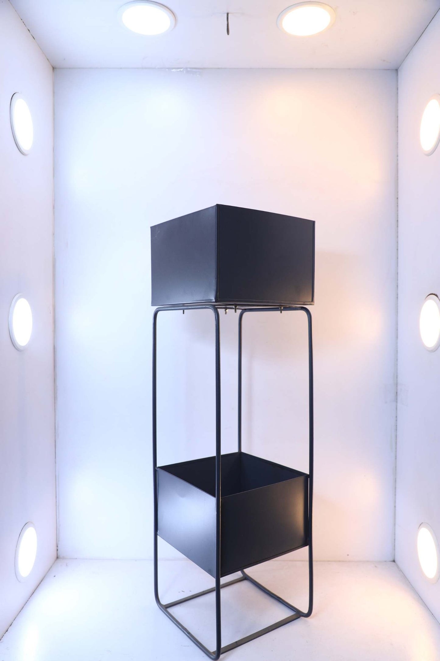 Two-Tier Metal Plant Stand with Rectangular Planters – 27.56 Inch Stylish Display