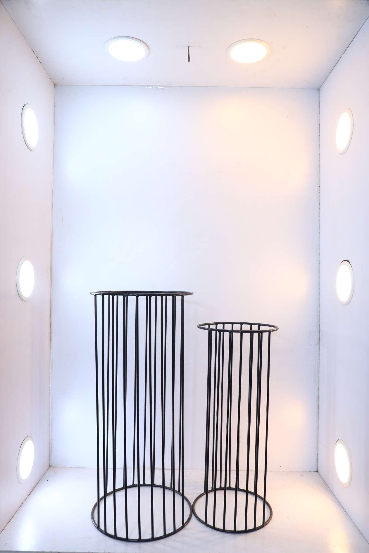 Modern Tiered Plant Stands with Cylindrical Planters Set of 2