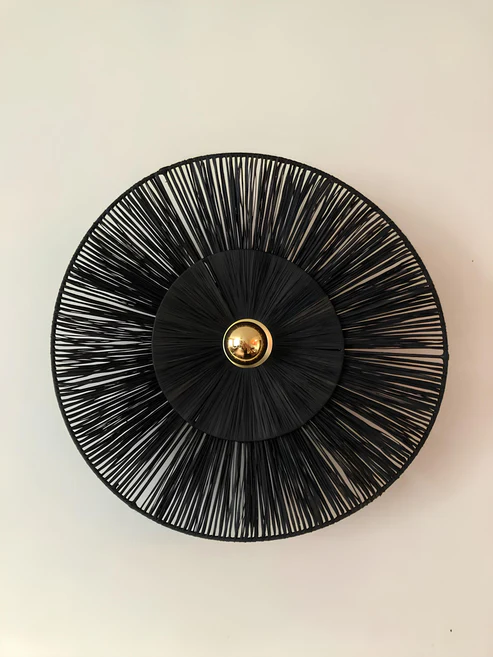 Ishita Handcrafted Noir Sunburst Jute Wall Lamp