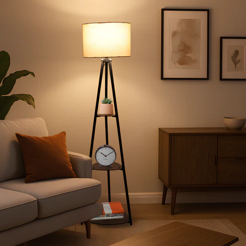 Kesia Handcrafted Mango Wood Floor Lamp