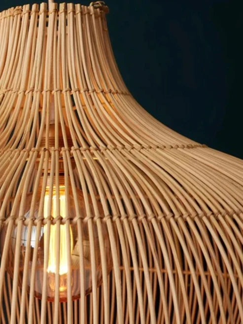 Rattan Pendant Lamp - Johar Bamboo Hanging Light for Dining Room