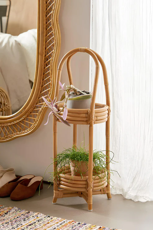 Kaia Handcrafted Rattan Planter with Tripod Stand