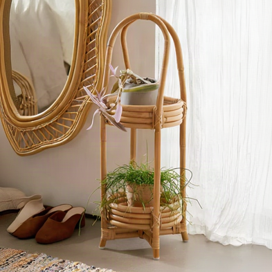 Kaia Handcrafted Rattan Planter with Tripod Stand