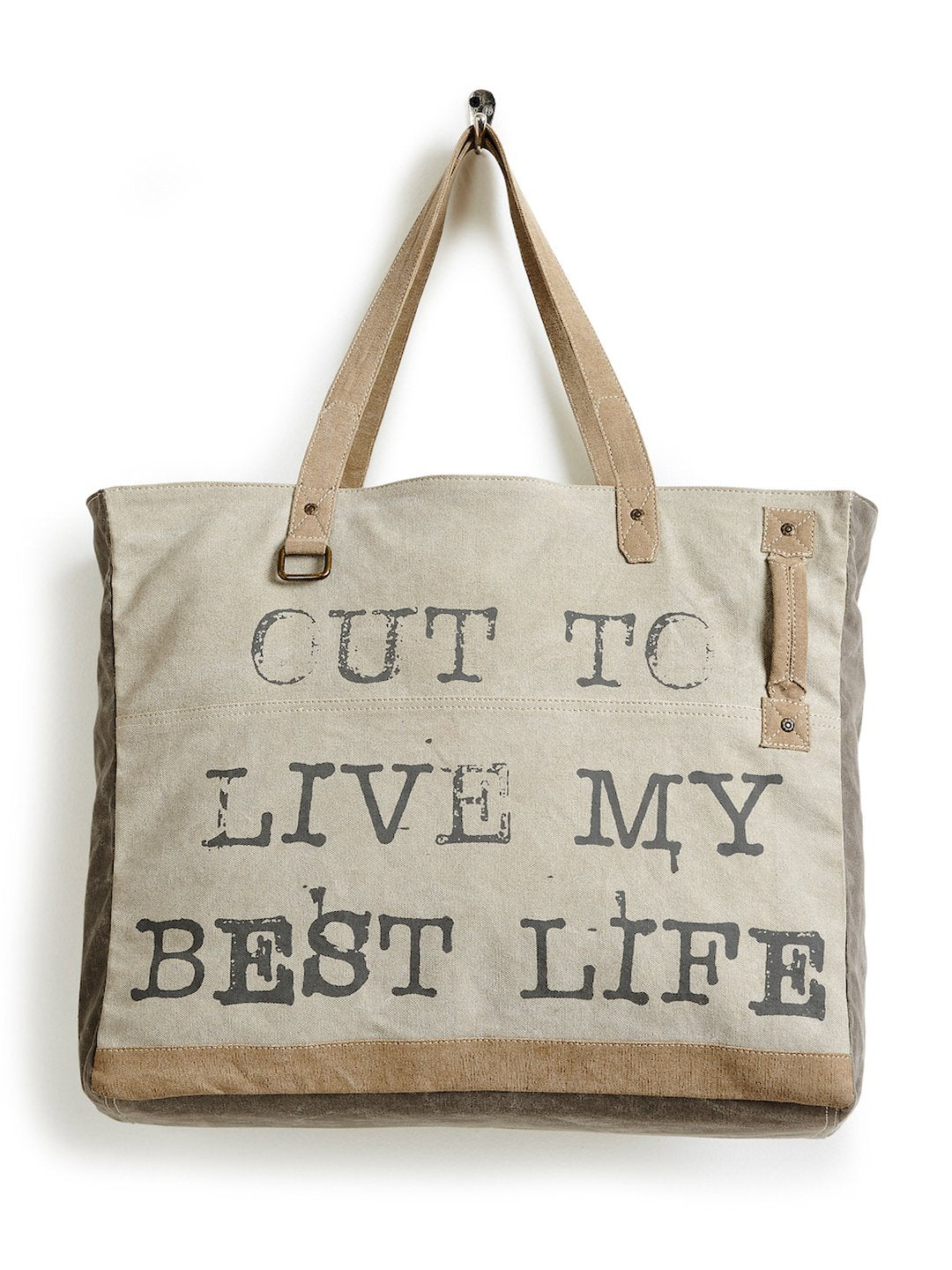Extra Large Canvas Handbag for Women "Cut to live my Life"