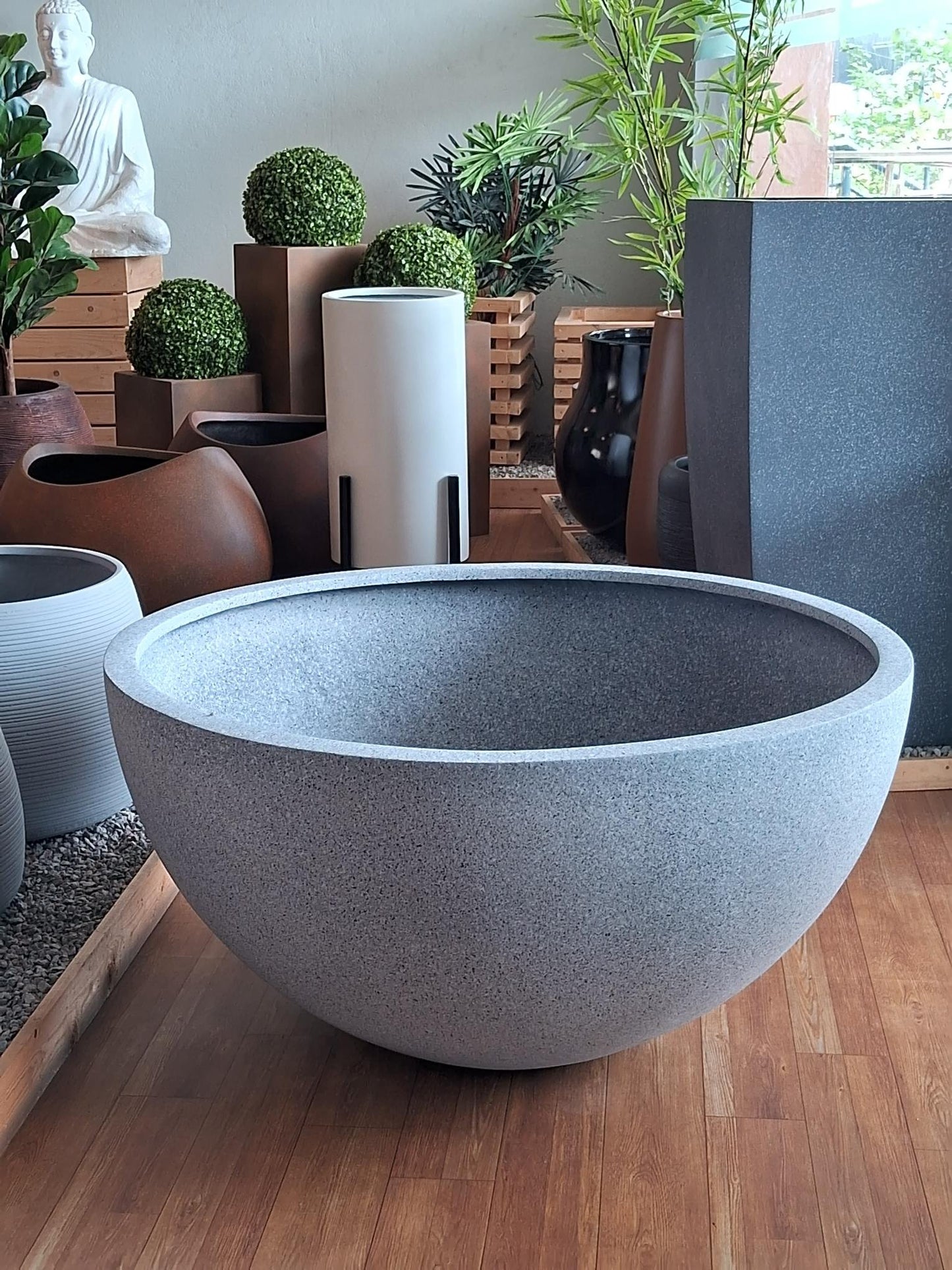 VISTARA Modern Oval Planter – Stylish Round Low Bowl FRP Planter for Homes