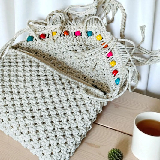 Handcrafted Cotton Crochet & Macramé Sling Bag