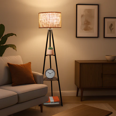 Maisha Handcrafted Mango Wood Floor Lamp
