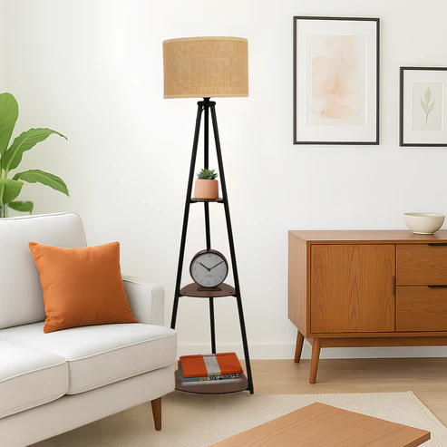 Maisha Handcrafted Mango Wood Floor Lamp