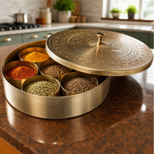 Handcrafted Brass Masala Box