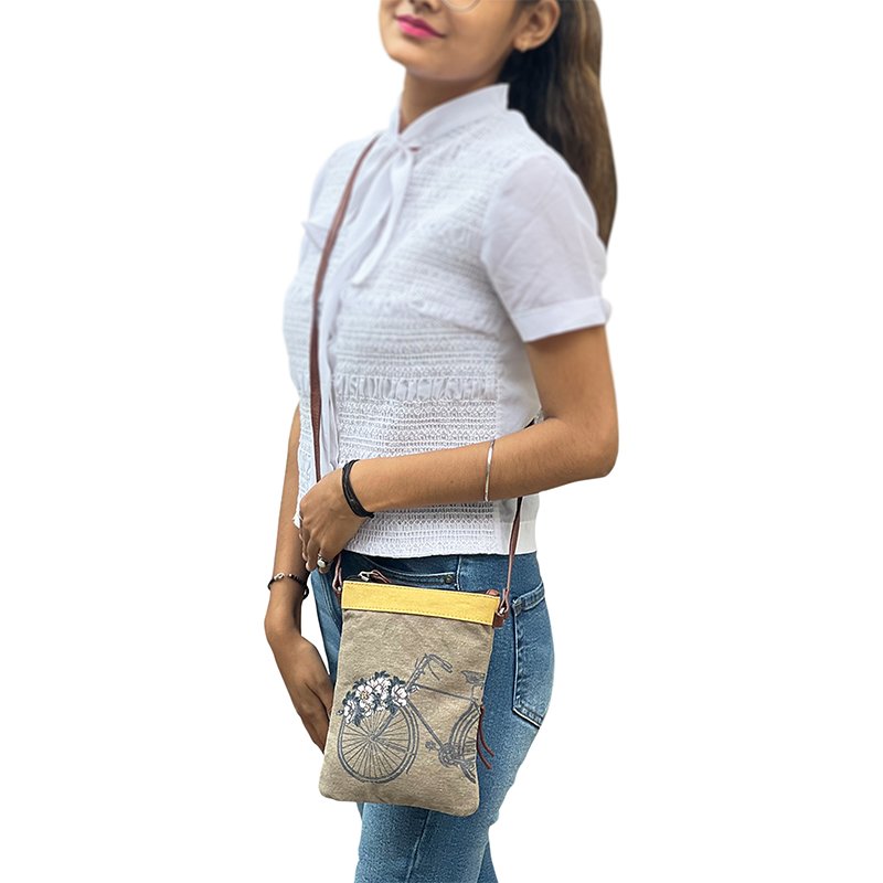 Artaflora – 100% Cotton Canvas Small Sling Crossbody Bag with Stylish Design for Women