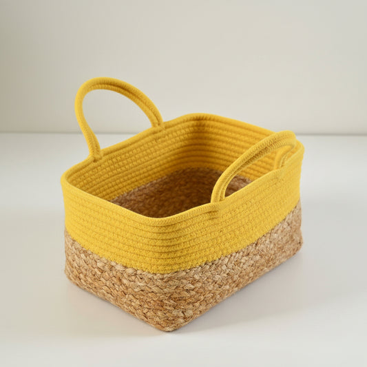 Multicolor Fabric Raffia Handmade Jute Cotton Basket