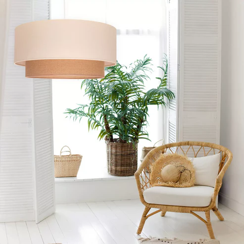 Tejas Handcrafted Dual-Tier Jute Pendant Light