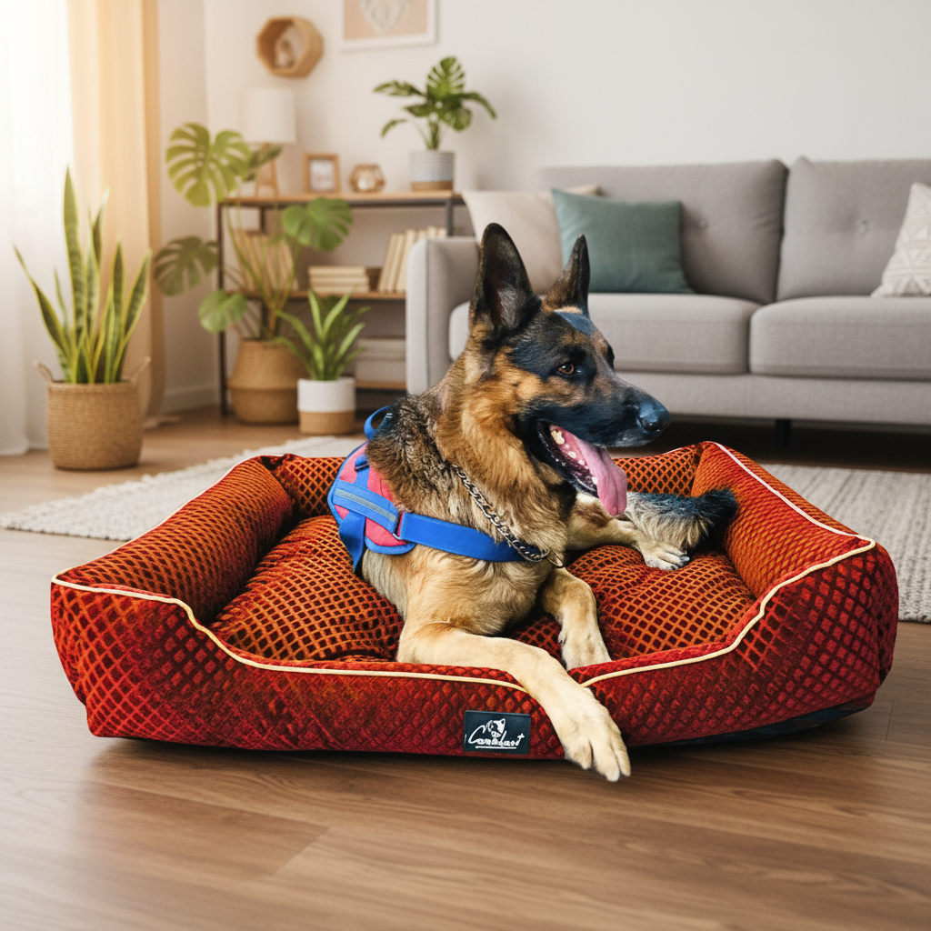 Premium Pattern Lounger Pet Bed Orange