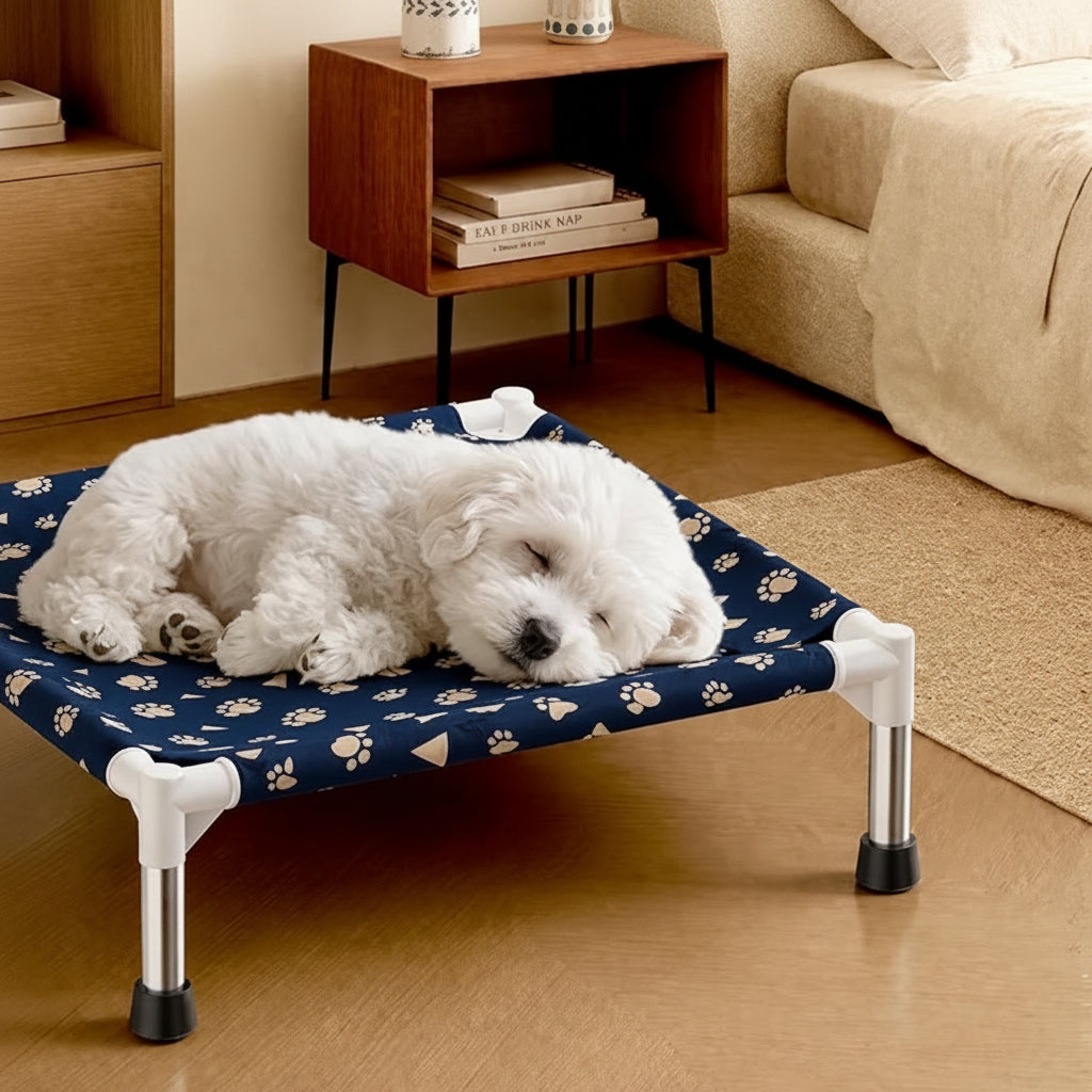 Premium Elevated Pet Bed | Heavy-Duty Raised Dog & Cat Cot 50cm Midnight Blue