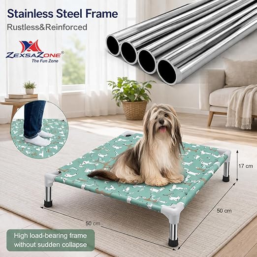 Premium Elevated Pet Bed | Heavy-Duty Raised Dog & Cat Cot 50cm Blue
