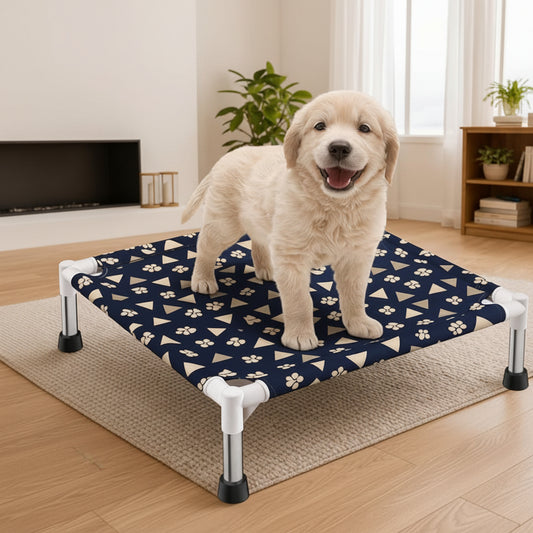 Premium Elevated Pet Bed | Heavy-Duty Raised Dog & Cat Cot 50cm Midnight Blue