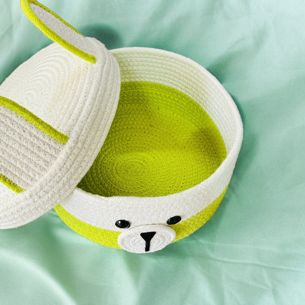 Hand-Woven Cotton Bunny Storage Basket