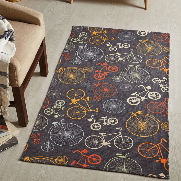 Printed Cycle Kids Room Dhurrie Carpet Rug Runner Floor Mat for Living Room Bedroom