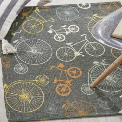 Printed Cycle Kids Room Dhurrie Carpet