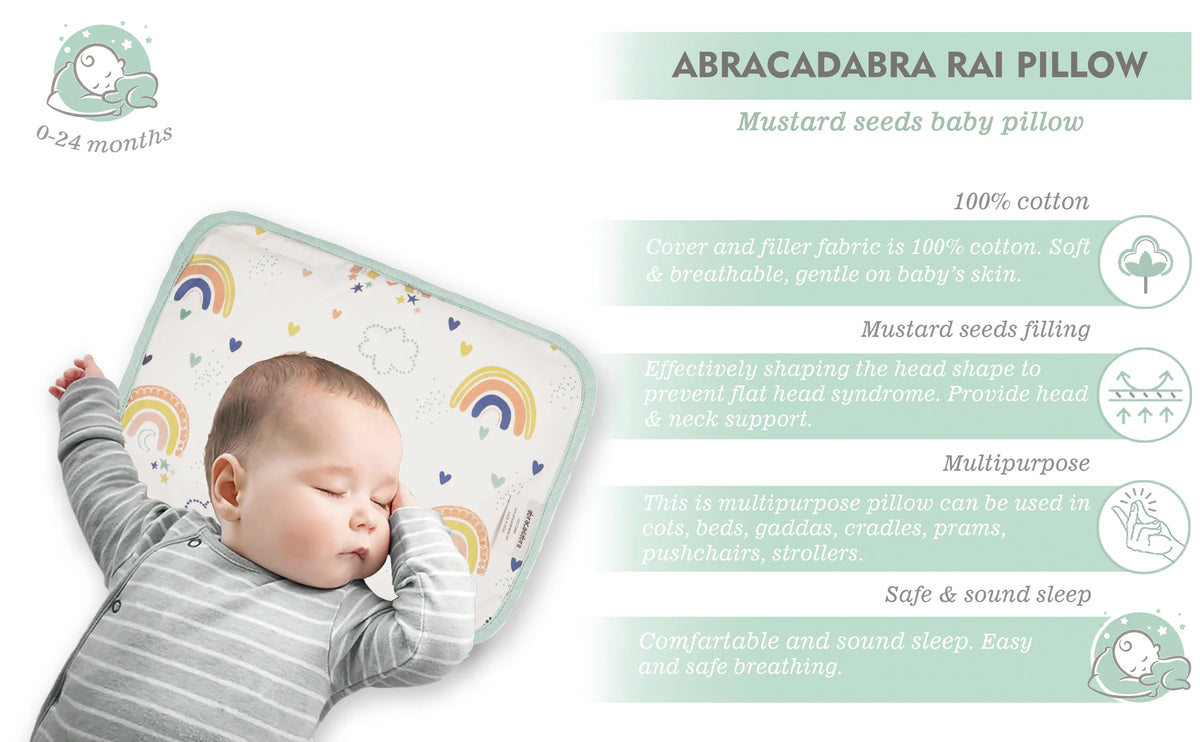 Abracadabra Rainbow Rai Mustard Seed Baby Pillow