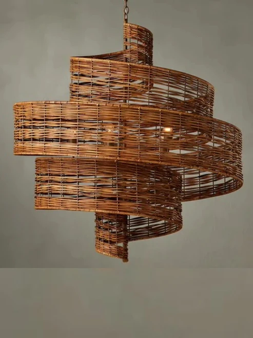 Anaka Handcrafted Rattan Spiral Chandelier