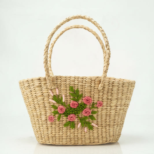 Ladies Hand Kauna Grass Bag with Embroidery