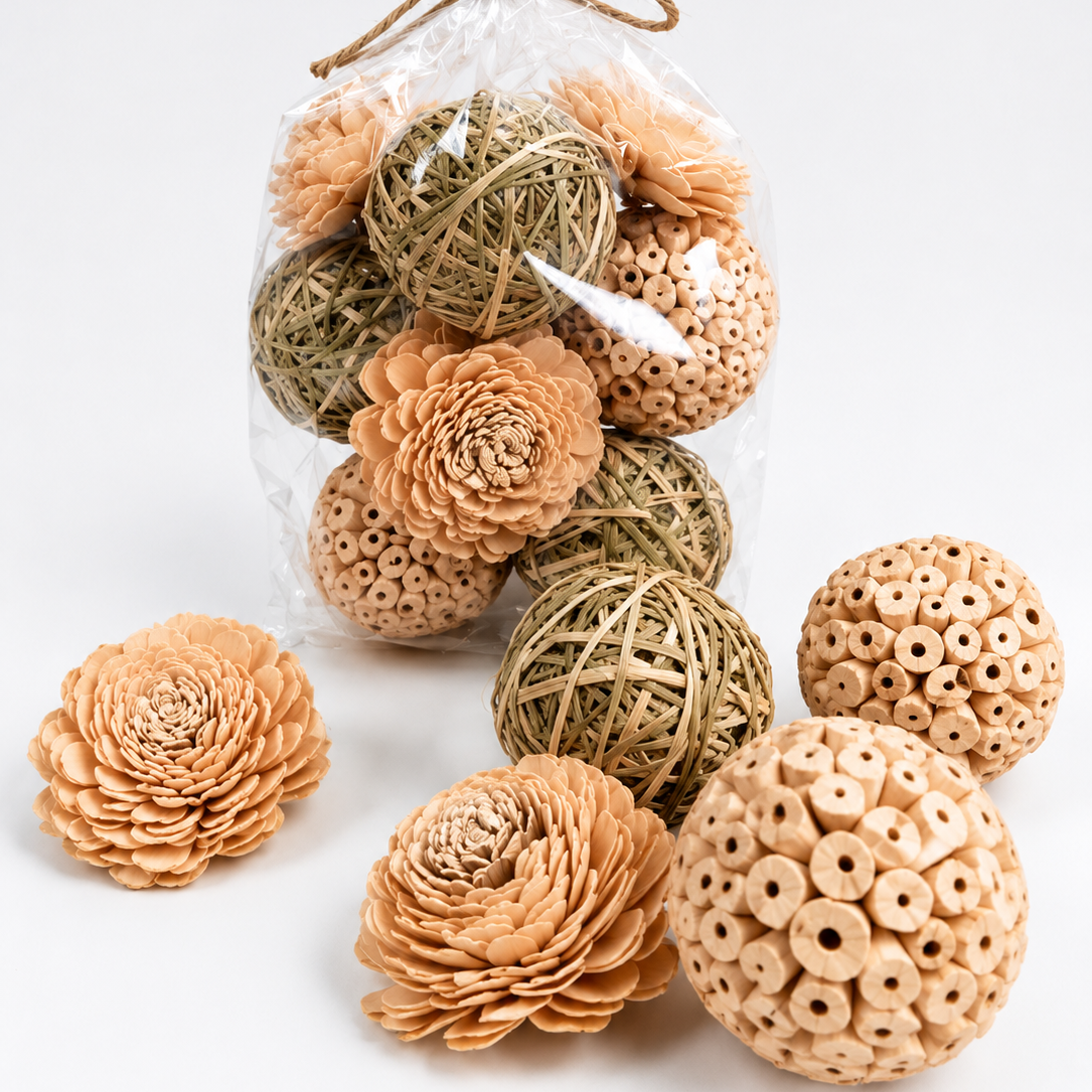 Salmon Pink Decorative Botanical Set