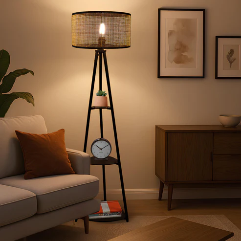 Scipio Handcrafted Mango Wood Floor Lamp