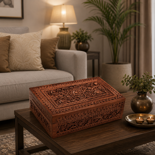 Premium Mughal Hand-Carved Sheesham Wood Box