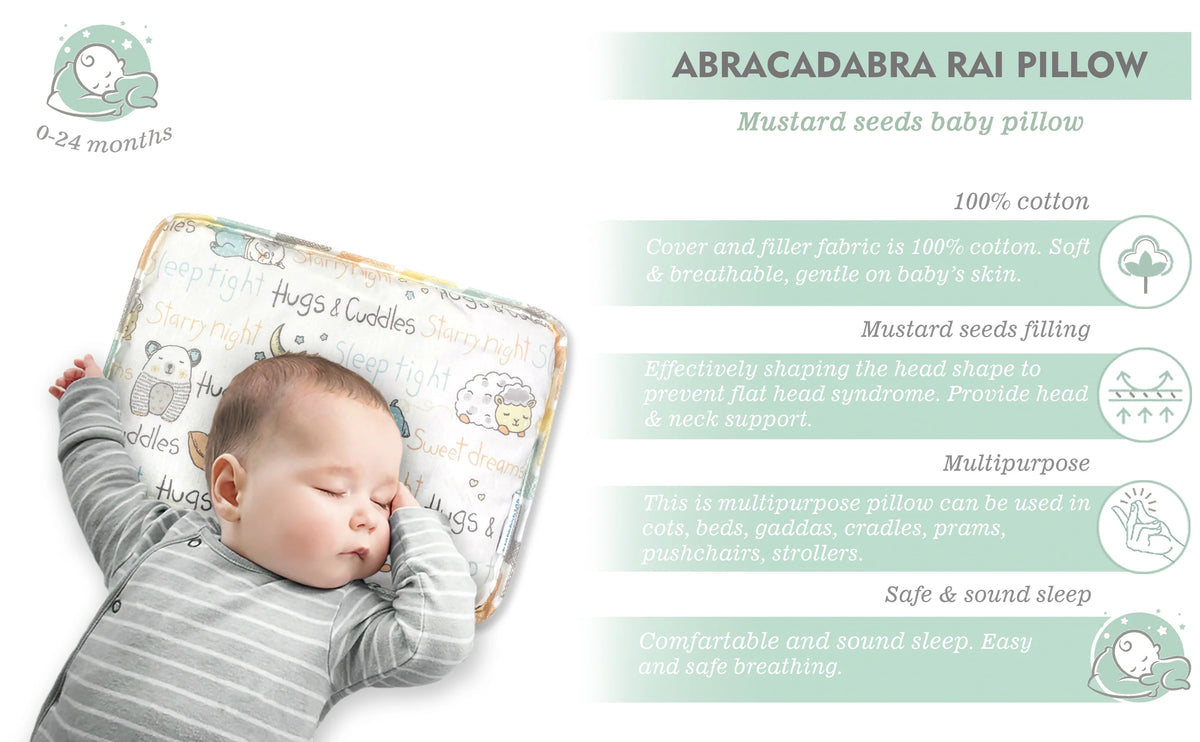Abracadabra Sleepy Friends Rai Mustard Seed Baby Pillow