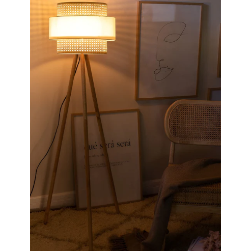 Lavanya Handcrafted Rattan Tripod Floor Lamp
