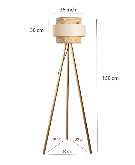 Lavanya Handcrafted Rattan Tripod Floor Lamp